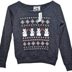 NWT Riot Society Christmas 8 Bit Pixel Theme Long Sleeves t Shirt Tee Gray NEW